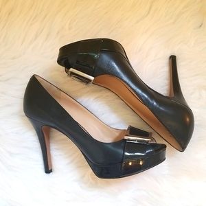 Nine West Open Toe Black Pumps